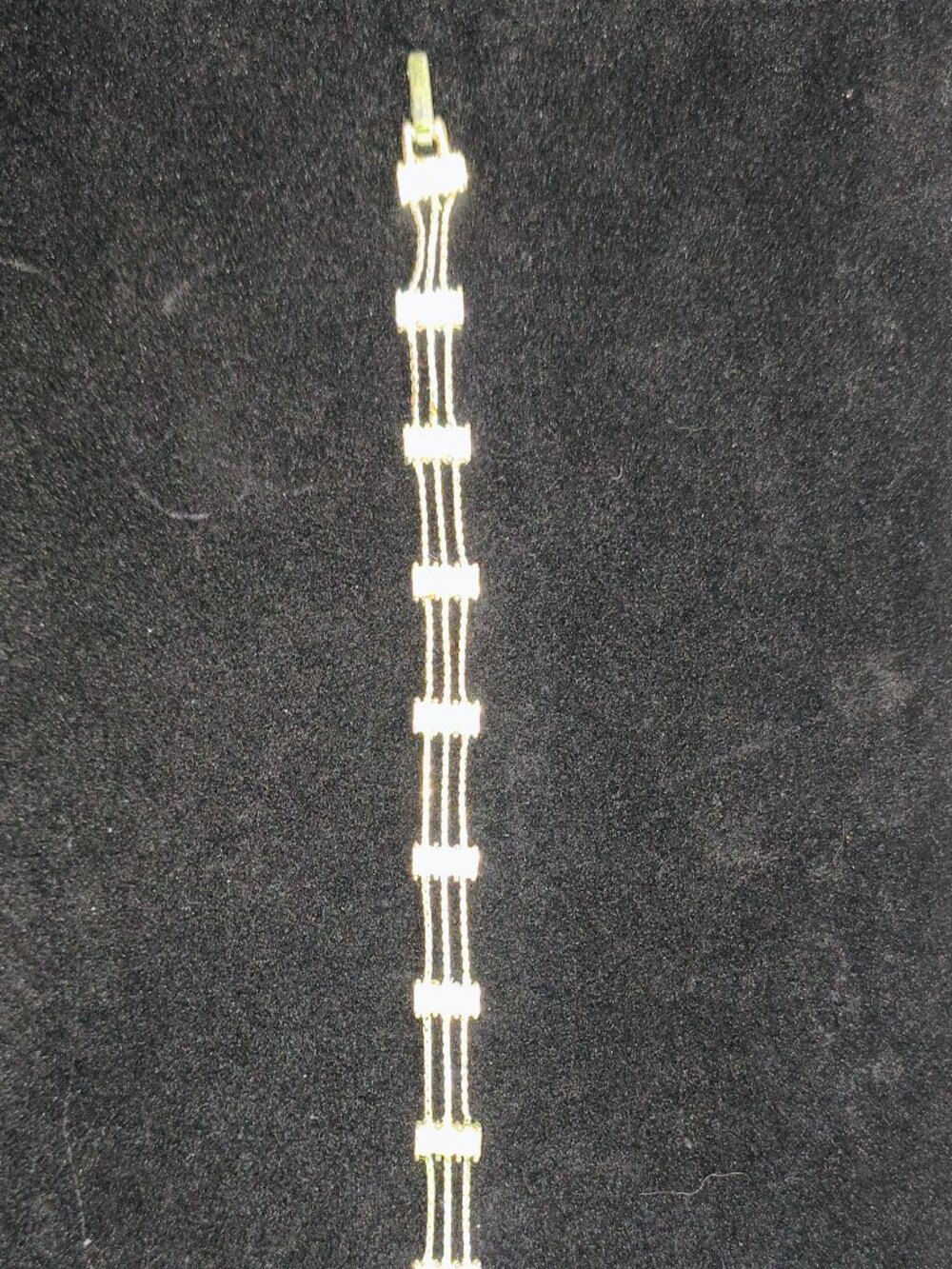 Vintage Napier Gold‑Tone Triple Rope Chain Bracelet w/ Rhinestone Connector Bars